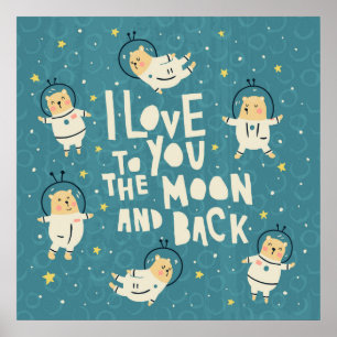 Liebe zum Mond und Backposter Poster