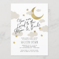 Liebe zum Mond und zurück Baby Dusche Gold White