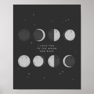 Liebe zum Mond und zurück   Mondphasen Poster