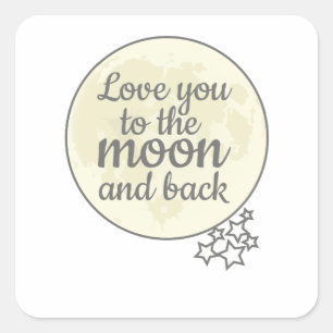Liebe zum Mond und zurück Quadratischer Aufkleber