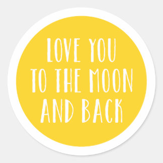 Liebe zum Mond und zurück Runder Aufkleber