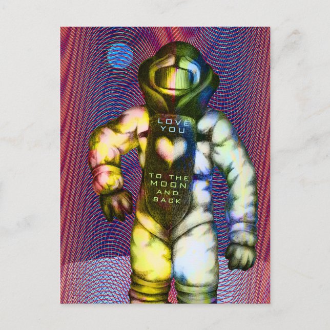 Liebe zum Mondastronaut, der Coolen Raum Zeichne Postkarte (Vorderseite)