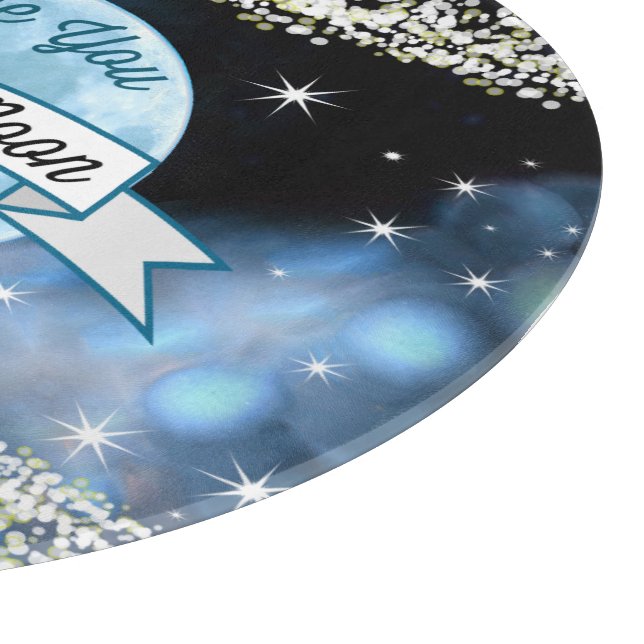 Liebe zum Muster "Mond und Rücken Sterne" Schneidebrett (Ecke)