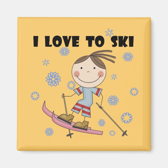 Liebe zum Skifahren - Girl Tshirts und Geschenke Magnet (Vorne)