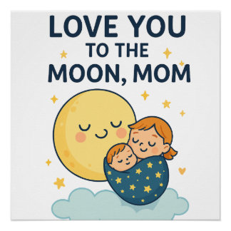 Liebe zum T - Shirt der Mama auf dem Mond Poster