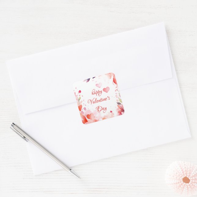 Liebe | Zum Valentinstag Quadratischer Aufkleber (Umschlag)