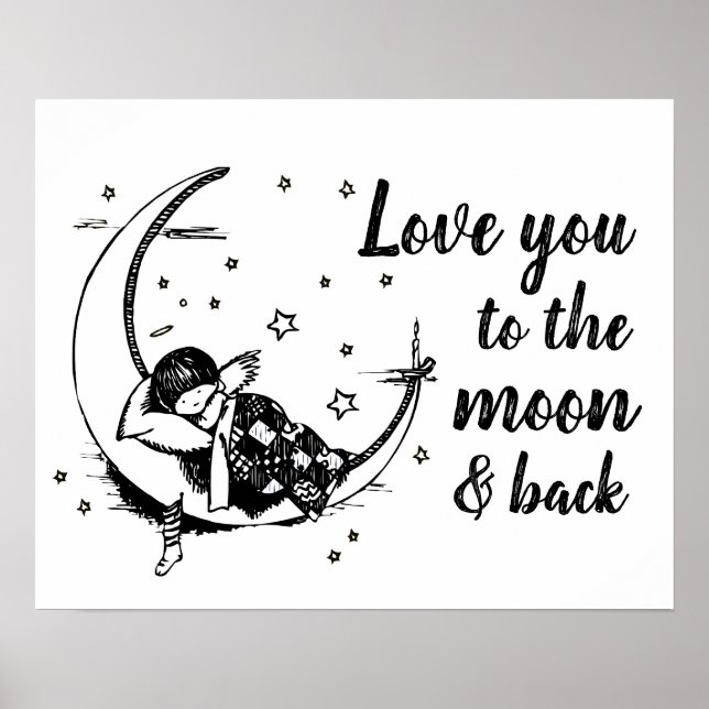 Liebe zum Zitat zum Mond und zurück zum Kinderzimm Poster (Vorne)
