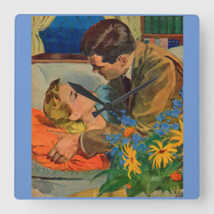 Liebe zur Liebe Quadratische Wanduhr