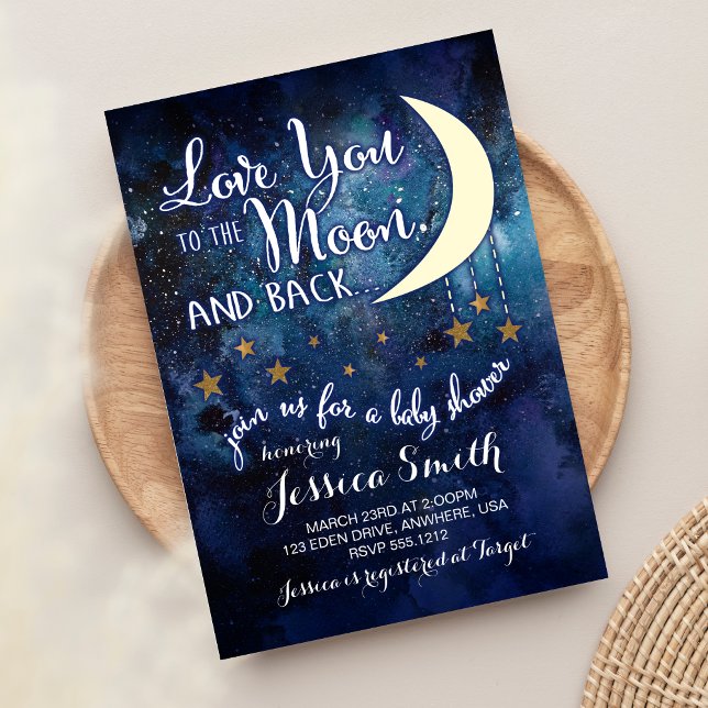Liebe zur Mond & Back Baby Dusche Einladung (Von Creator hochgeladen)