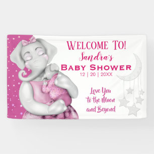 Liebe zur Mond Girl Elephant Babydusche Banner