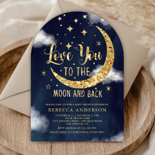 Liebe zur Mond- und Back-Gold-Baby-Dusche Einladung