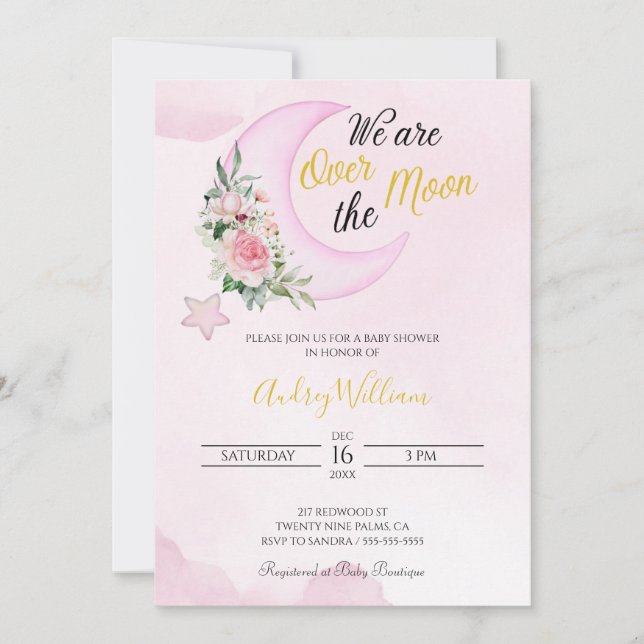 Liebe zur Mond- und Rückendusche Einladung (Vorderseite)