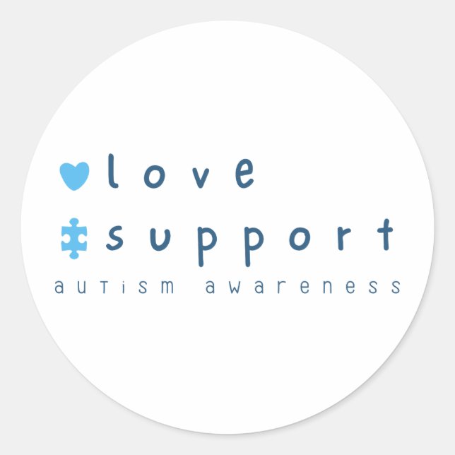 Liebe zur Sensibilisierung für Autismus unterstütz Runder Aufkleber (Vorderseite)