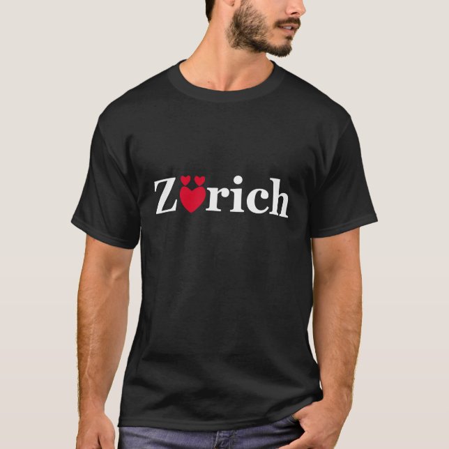 Liebe Zürich auf dunklem T-Shirt (Vorderseite)