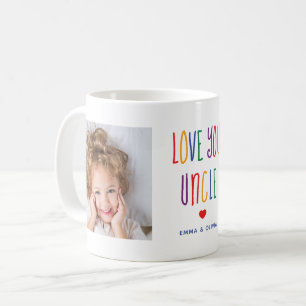 Liebe   Zwei Foto Regenbogenfarbener Text Kaffeetasse