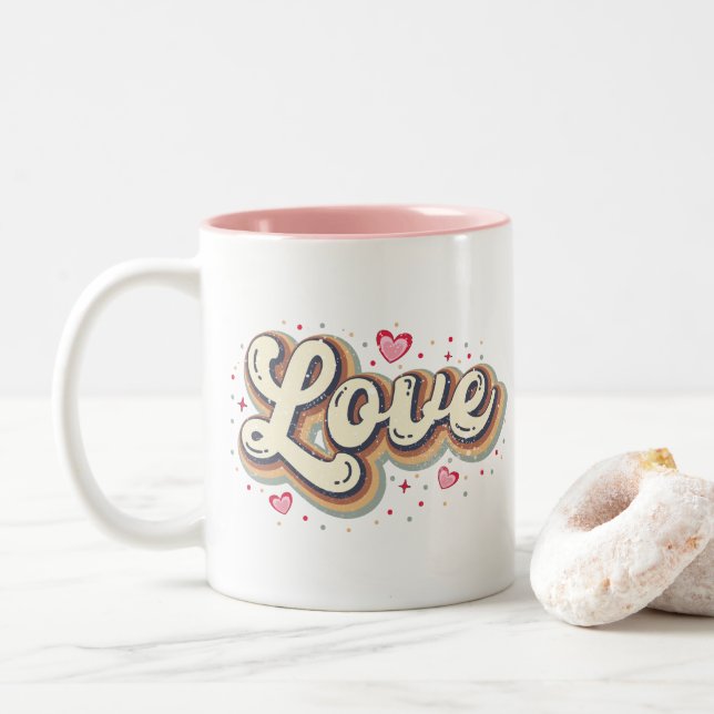 Liebe Zweifarbige Tasse (Mit Donut)