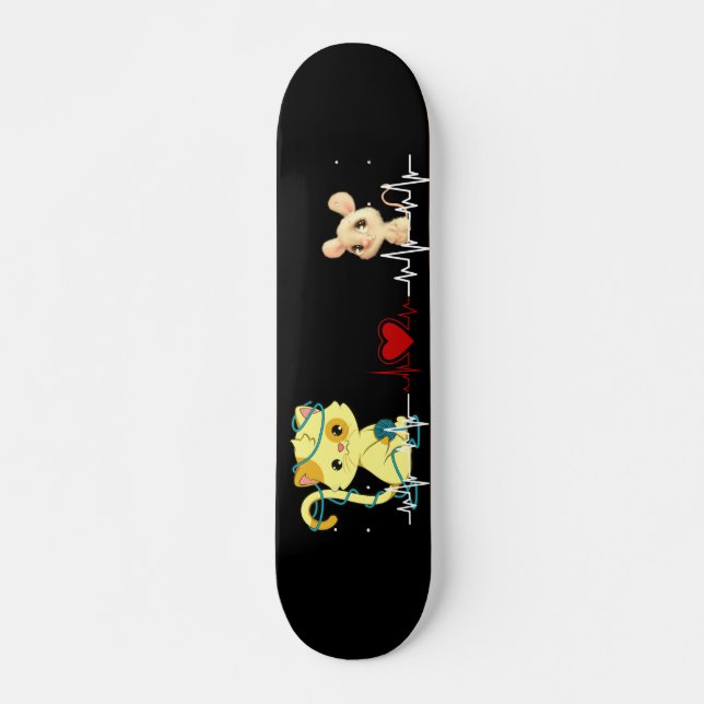 Liebe zwischen Katze und Maus Skateboard (Vorne)