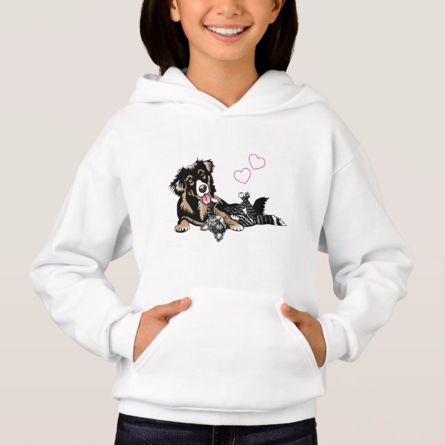 Liebe zwischen Katzen und Hunden Hoodie (Vorderseite)
