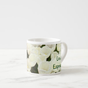Liebeespresso-Tassen rote weiße Tulpe-Blumen Espressotasse