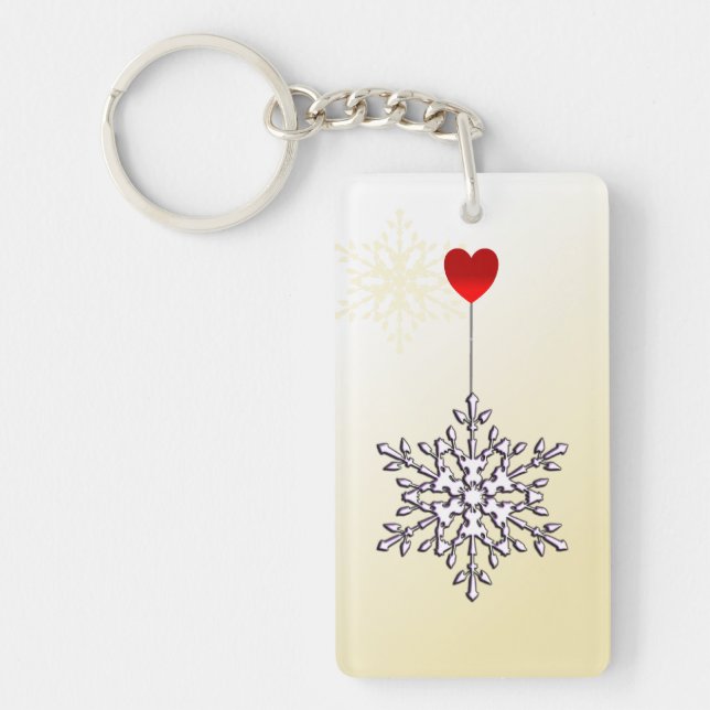 Liebefeiertagsschneeflocke- und -herzformentwurf schlüsselanhänger (Vorderseite)