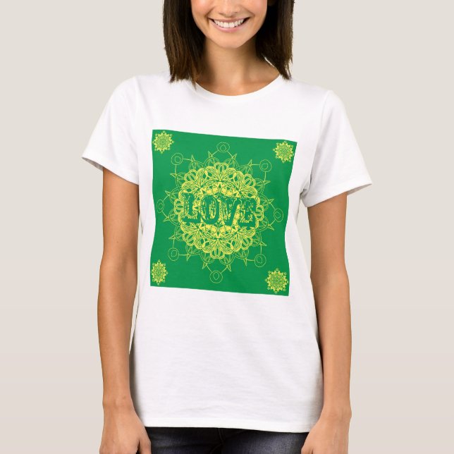 Liebemandala-Entwurf T-Shirt (Vorderseite)
