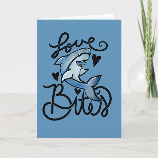 Lieben BITES lustiger Valentinstag Hai Karte (Vorderseite)