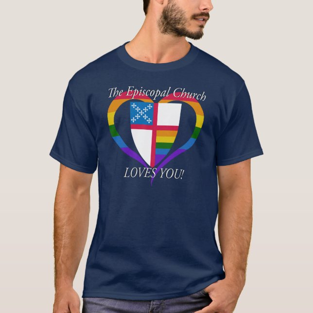 Lieben der Bischofskirche du LGBTQ PRIDE T-Shirt (Vorderseite)