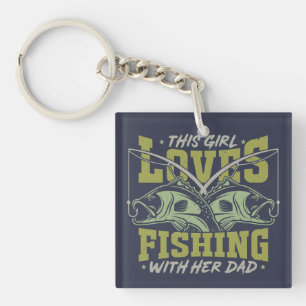 Lieben, die mit ihrem Vater Vater fischen Schlüsselanhänger