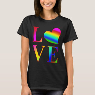 LIEBEN FARBIGE TYPOGRAFIE REGENBOGEN HERZ T-Shirt
