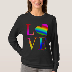 LIEBEN FARBIGE TYPOGRAFIE REGENBOGEN HERZ T-Shirt