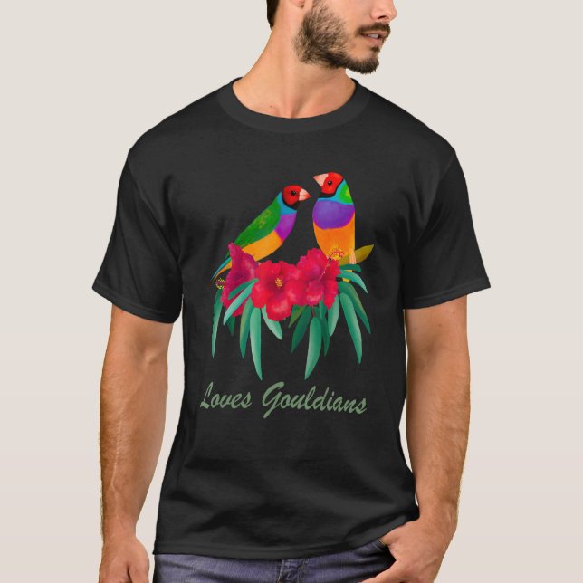 Lieben Gouldians Farbenfrohe Vogelkunst T-Shirt (Vorderseite)