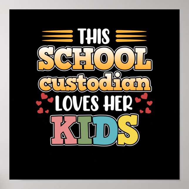 Lieben in der Schule Kinderbetreuer Janitor Grap Poster (Vorne)