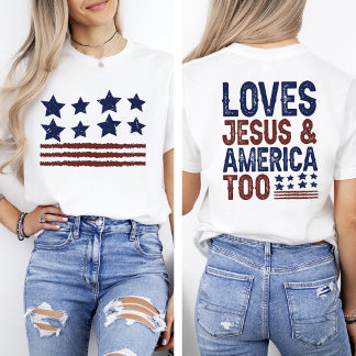Lieben Jesus und Amerika zu 4. Juli T-Shirt