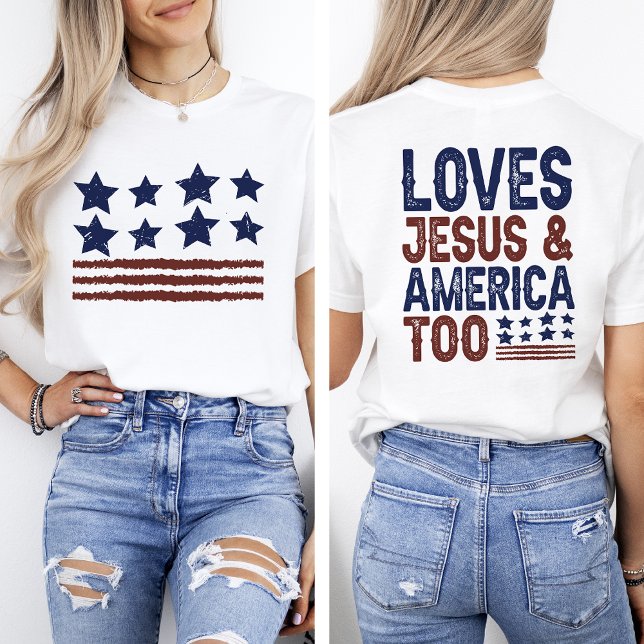 Lieben Jesus und Amerika zu 4. Juli T-Shirt (Von Creator hochgeladen)