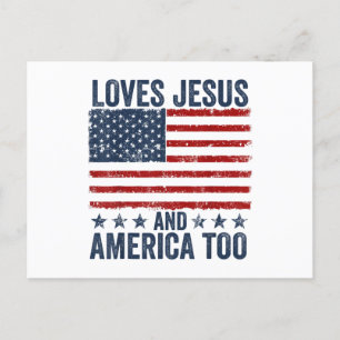 Lieben Jesus und Amerika zu Gott Christlichen 4. Feiertagspostkarte