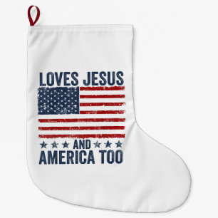 Lieben Jesus und Amerika zu Gott Christlichen 4. Großer Weihnachtsstrumpf
