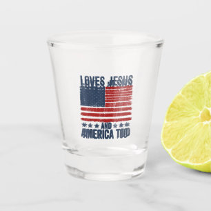 Lieben Jesus und Amerika zu Gott Christlichen 4. Schnapsglas