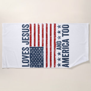Lieben Jesus und Amerika zu Gott Christlichen 4. Strandtuch