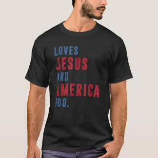 Lieben Jesus und Amerika zu Retro Gott Christlich  T-Shirt