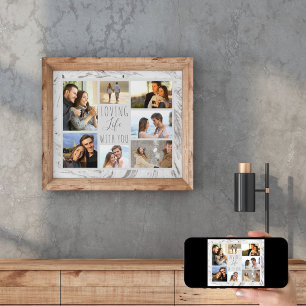 Lieben Leben mit Dir 7 Foto-Collage - Grauer Marmo Poster