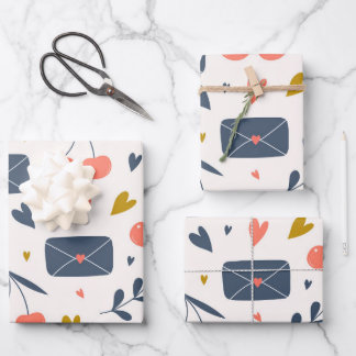 Lieben und Herzen Moderne Minimalistisch Geschenkpapier Set