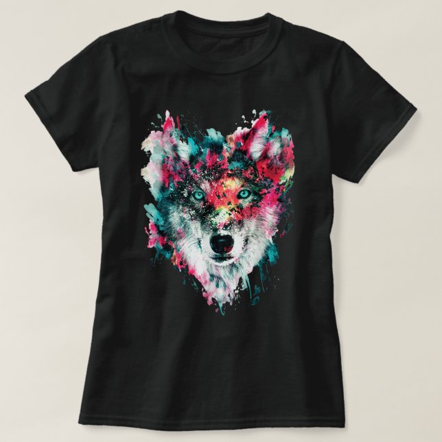 Lieben Wolfen Wolfsgesicht, T - Shirt (Design vorne)