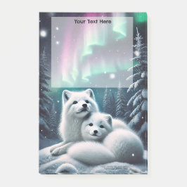 Liebende arktische Füchse Nordlichter Schneefresse Post-it Klebezettel