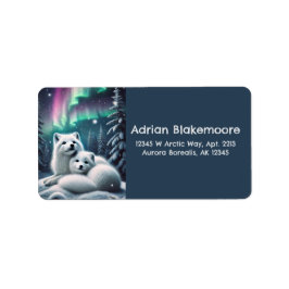 Liebende arktische Füchse Nordlichtschneewald Adressaufkleber