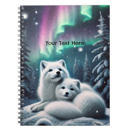 Liebende arktische Füchse Nordlichtschneewald Notizblock
