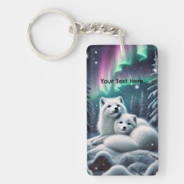 Liebende arktische Füchse Nordlichtschneewald Schlüsselanhänger