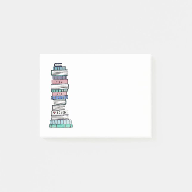 Liebende Bookstack klebrige Anmerkungen Post-it Klebezettel (Vorderseite)