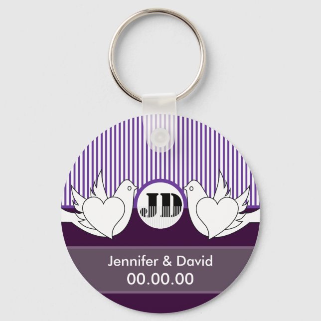 Liebende Doves Hochzeit Schlüsselanhänger (Vorderseite)