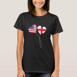 Liebende Flagge USA England Herz Englisch Amerikan T-Shirt