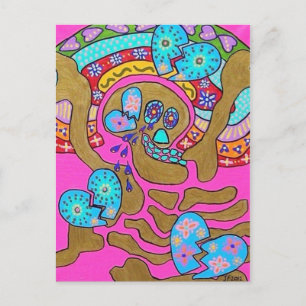 Liebende gebrochene Herzen und Tränen Tag der Tote Postkarte